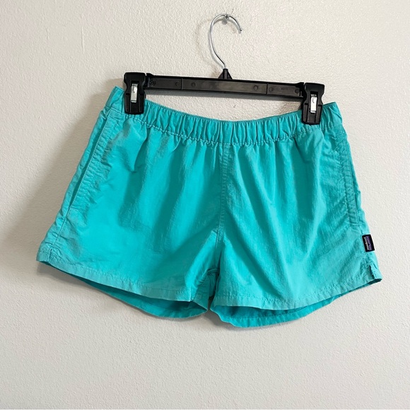 Patagonia Mid Rise Barely Baggies Nylon Teal Blue Athletic Shorts Size Medium - Picture 2 of 6